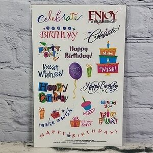 Vintage Current Stationary Birthday Party Scrapbooking Stickers Pack Of 3 Sheets